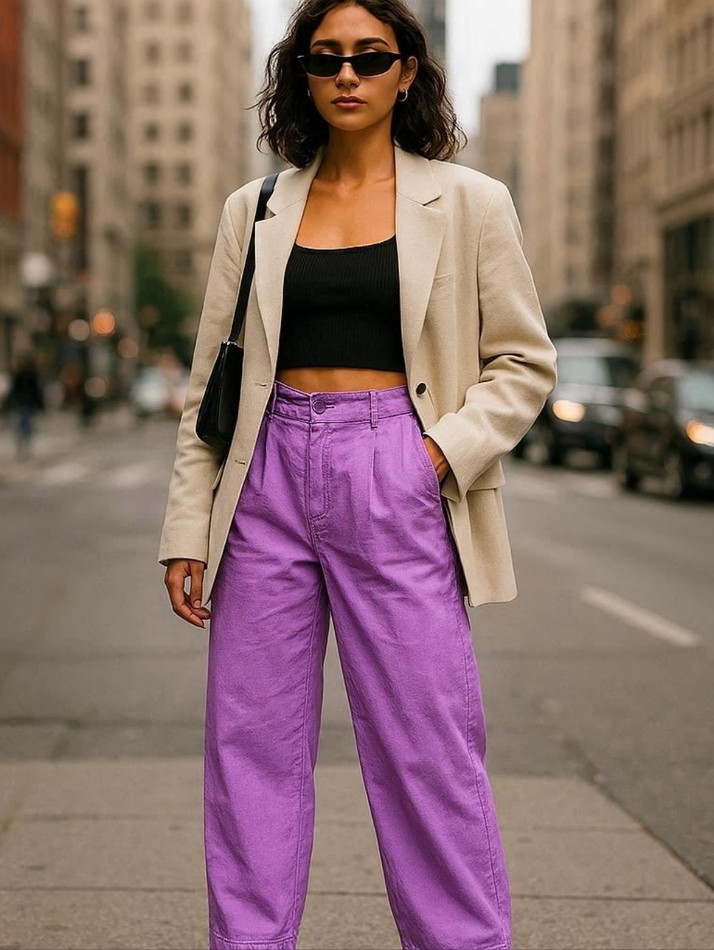 COS Vibrant Lavender High-Waist Wide Leg Pants US Sz 8/10 or US M. Eur 40